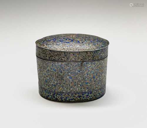 A Chinese silver and enamel oval box and cover, 19th century...