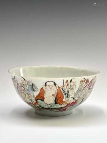 A Chinese famille rose porcelain bowl, Qianlong red seal mar...