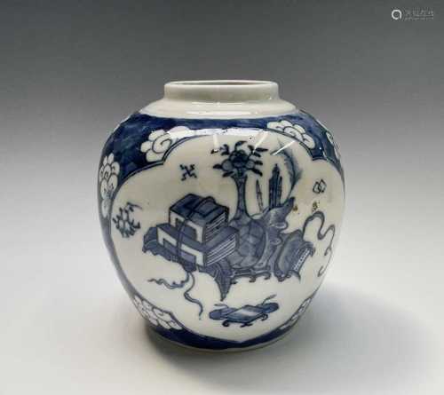 A Chinese prunus pattern ginger jar, 19th century, with oppo...