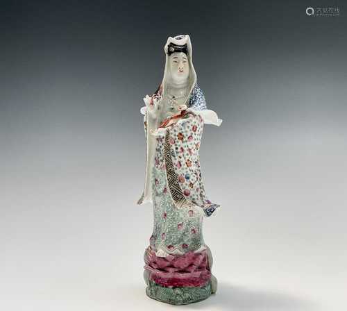 A Chinese famille rose porcelain figure of a lady, circa 190...