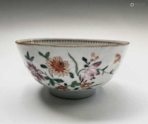 A Chinese famille rose porcelain bowl, 18th century, the ext...