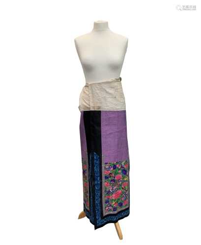 A Chinese silk embroidered wrap-around marriage skirt, Qing ...