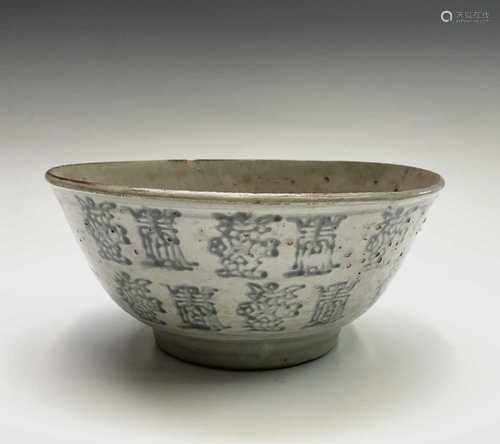 A Chinese pottery bowl, Ming Dynasty, height 11cm, diameter ...