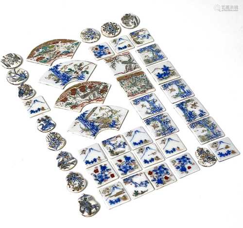 Forty two Japanese porcelain plaques, Meiji Period, formeral...