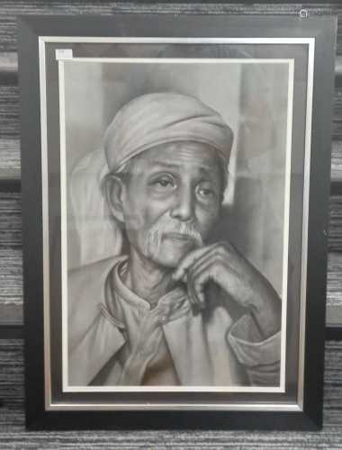 A charcoal drawing of Thakin Kodaw Hmaing, former political ...