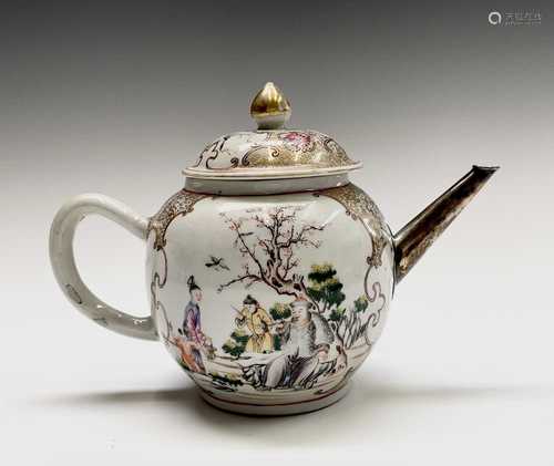 A Chinese famille rose porcelain teapot, 18th century, with ...