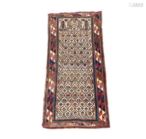 A Fine Shirvan Prayer rug, South East Caucasus, the ivory tr...