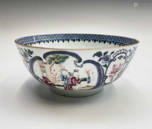 A Chinese porcelain famille rose bowl, Qianlong, decorated w...