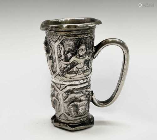 An Indian silver double ended spirit cup, circa 1900, height...