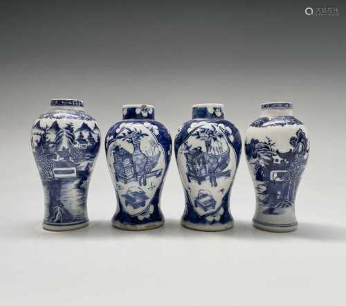 Two similar Chinese porcelain prunus blossom baluster vases,...