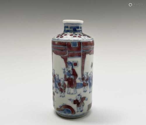 A rare Chinese blue and white porcelain snuff bottle, 19th c...