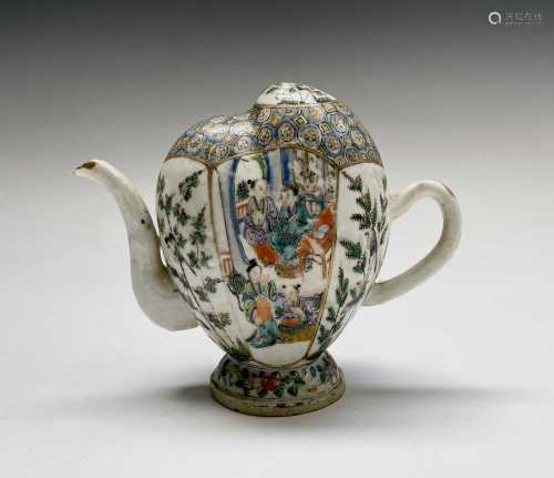 A Chinese famille verte porcelain 'Cadogan' wine pot, 19th c...