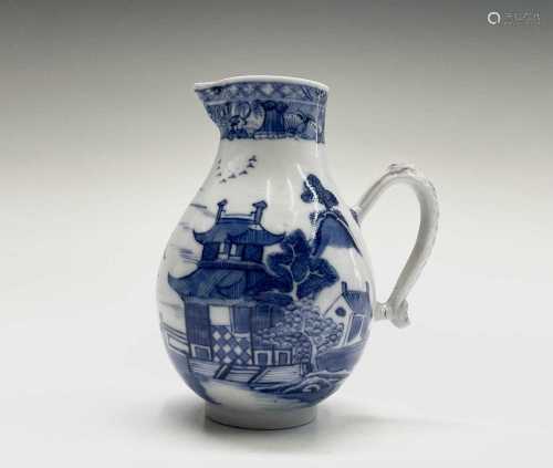 A Chinese Export porcelain blue and white jug, 18th century,...