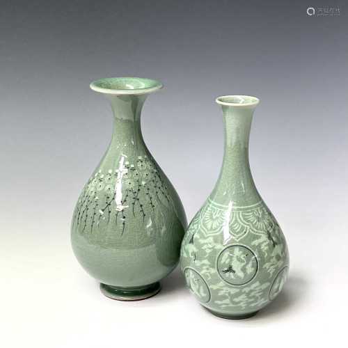 A Chinese celadon glaze vase, Republic period, the crackle g...