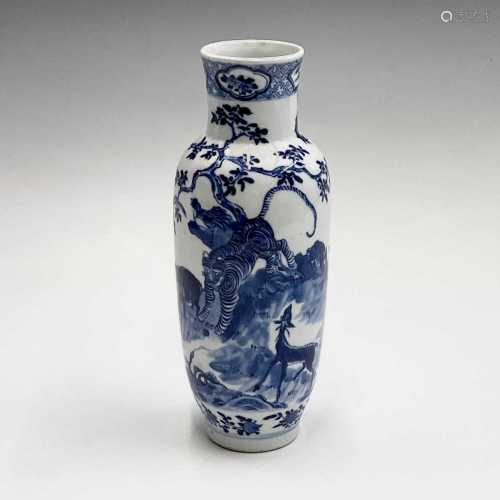 A Chinese porcelain blue and white vase, late 19th century, ...