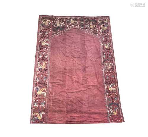 A silk embroidered prayer Susani, 19th century, the plain pr...