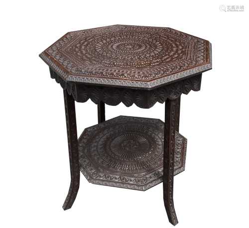 An Anglo Indian carved wood octagonal occasional table, late...