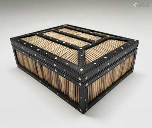A Ceylonese ebony and porcupine quill box, late 19th century...