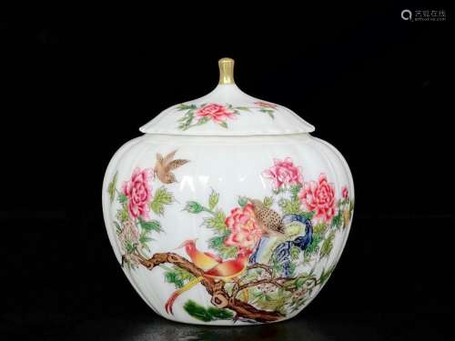 Qing Yongzheng enamel painted golden bird pattern scraping j...