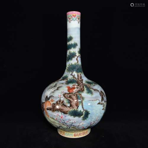 Qing Yongzheng enamel squirrel pattern bile bottle