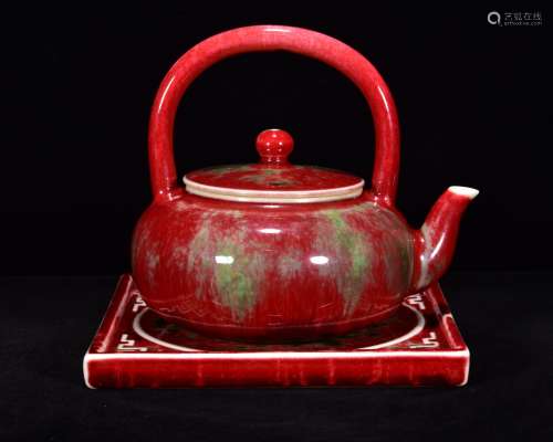 Qing cowpea red kiln teapot
