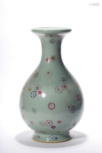 A Famille Rose Flower Pear-Shaped Vase