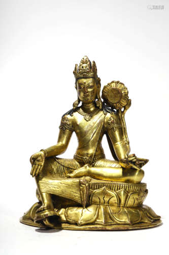 A Gilt Bronze Statue Of Bodhisattva