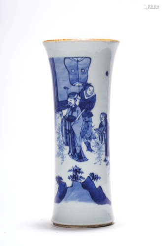 A Blue And White Figural Beaker Vase