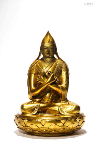 A Gilt Bronze Statue Of Guru