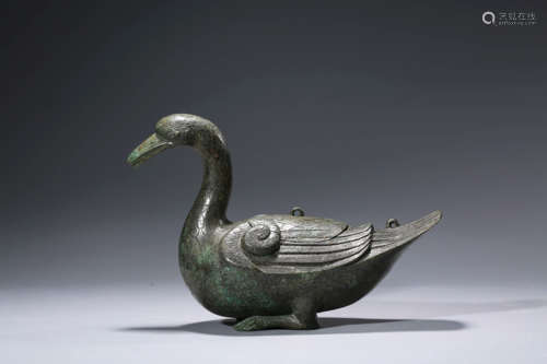 A Bronze Duck-Shaped Incense Burner