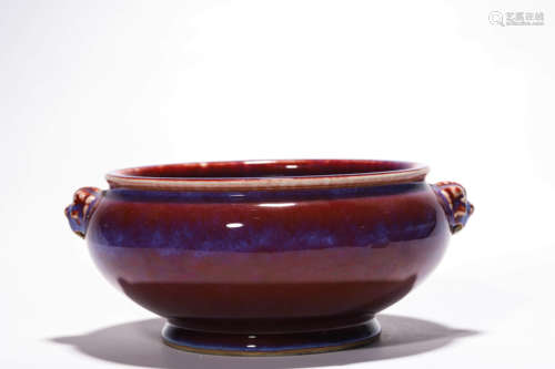 A Lujun Glaze Double-Eared Censer