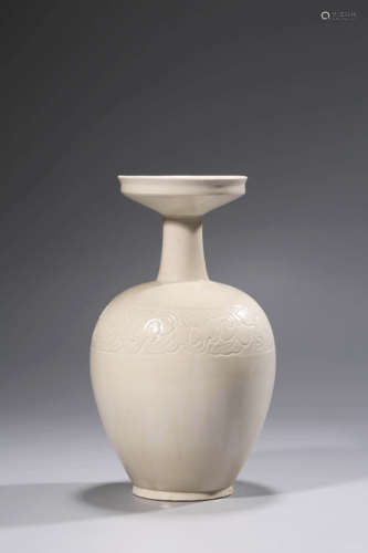 A Ding Ware Incised Dish-Top Vase