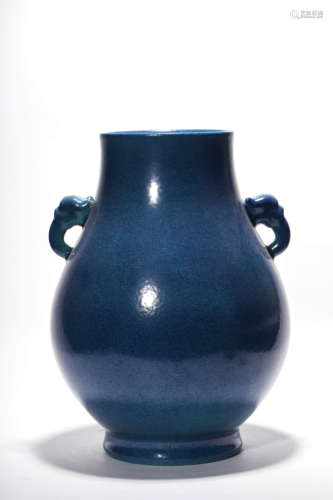 A Lujun Glaze Elephant-Eared Zun Vase