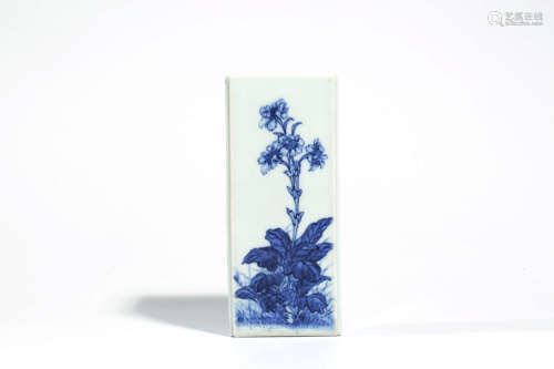 A Blue And White Flowers Square Brush Pot