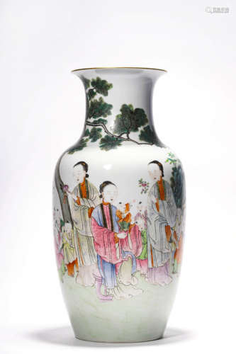 A Famille Rose Figure Flaring Vase