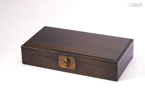 A Lobular Sandalwood Rectangular Box And Cover