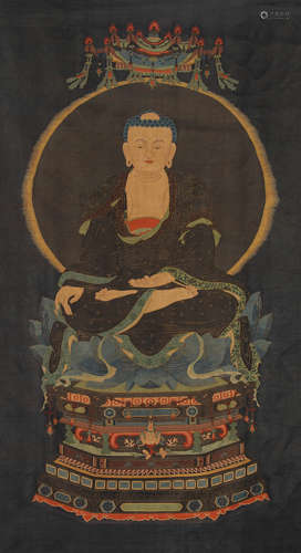 An Embroidered Kesi Panel Of Shakyamuni