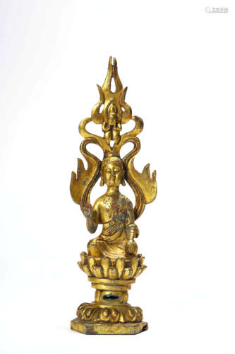 A Gilt Bronze Statue Of Shakyamuni