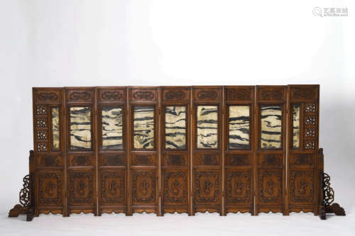 A Nine-Screen Marble Stone Screen