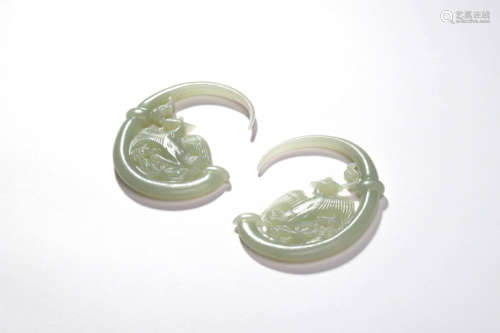 A Pair Of Jade Phoenix Earrings