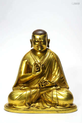 A Gilt Bronze Statue Of Guru