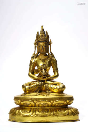 A Gilt Bronze Statue Of Amitayus