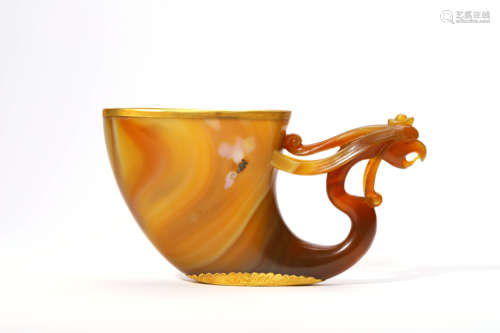 An Inlaid Agate Phoenix Cup