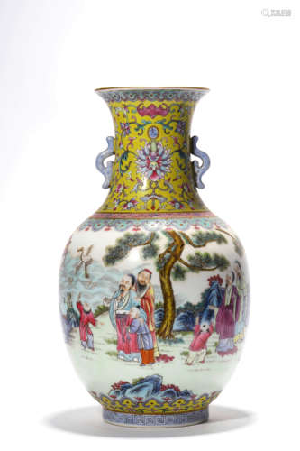 A Famille Rose Figure Vase