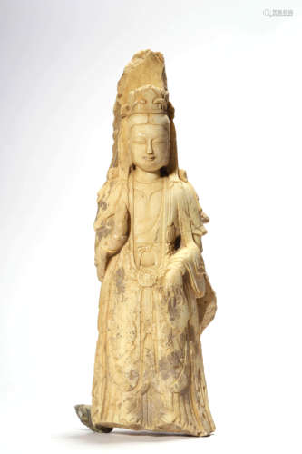 A Carved Stone Figure Of Buddha