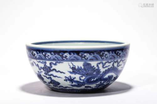 A Blue And White Dragon Pot