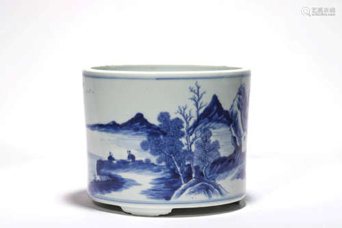 A Blue And White Landscape Censer