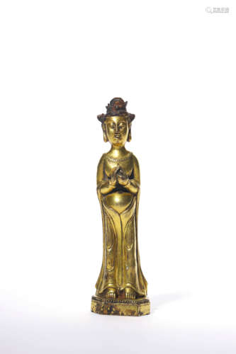 A Gilt Bronze Statue Of Avalokitesvara