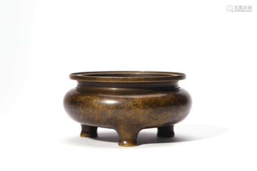 A Bronze Tripod Flanked Censer