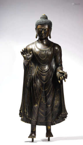 An Inlaid Bronze Statue Of Shakyamuni